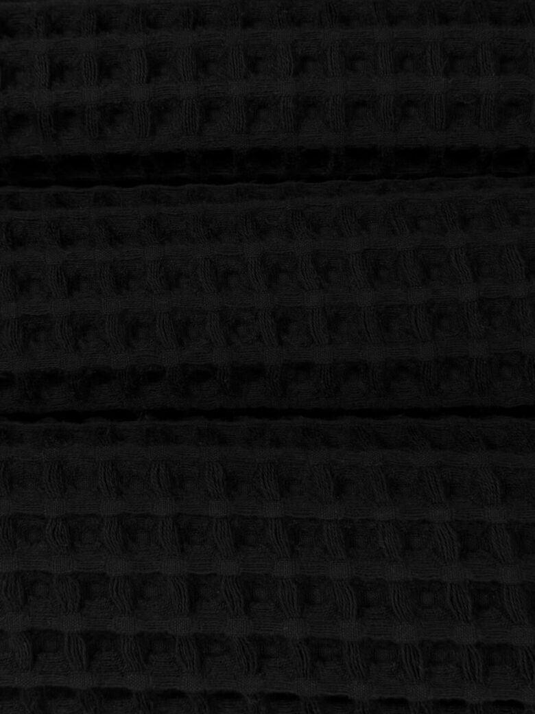 Purus medvilninis vaflinis audinys stambaus pynimo „Black“