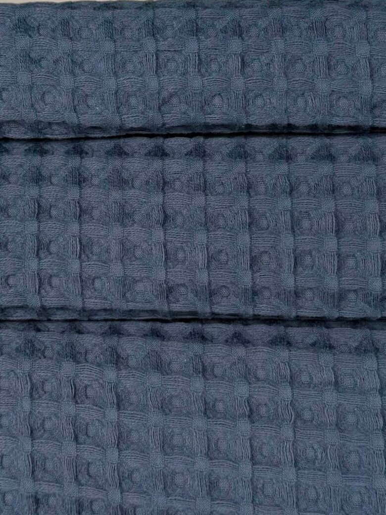 Fluffy Cotton Waffle Fabric with Large Weave "Anthracite"