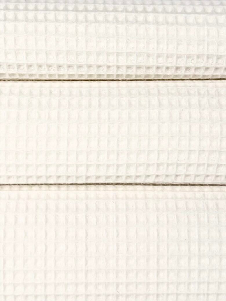 Хлопковая вафельная ткань «Milk White»