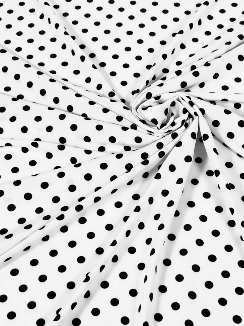 "Silky" dress fabric with bubble pattern in white color