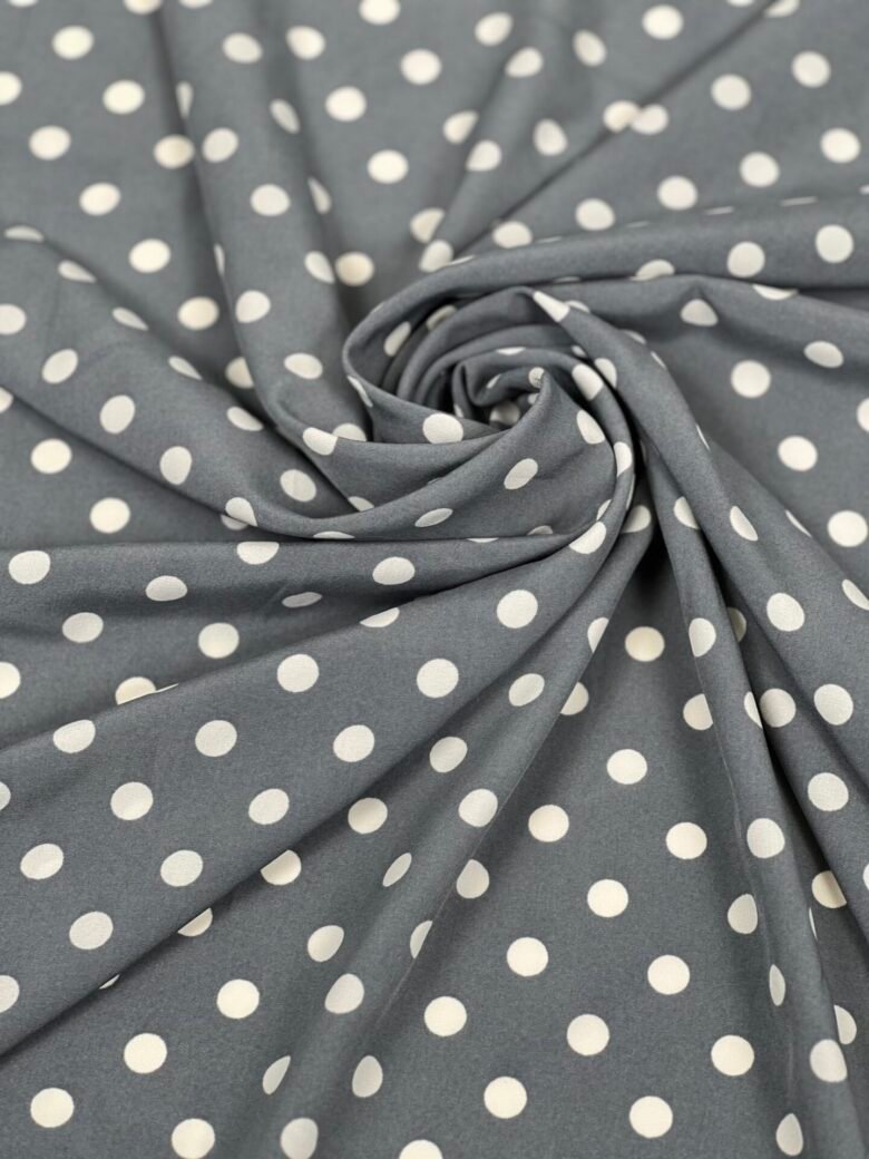 "Silky" dress fabric with bubble pattern in gray color