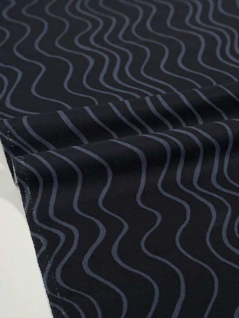Cotton Fabric "Blue Curves"
