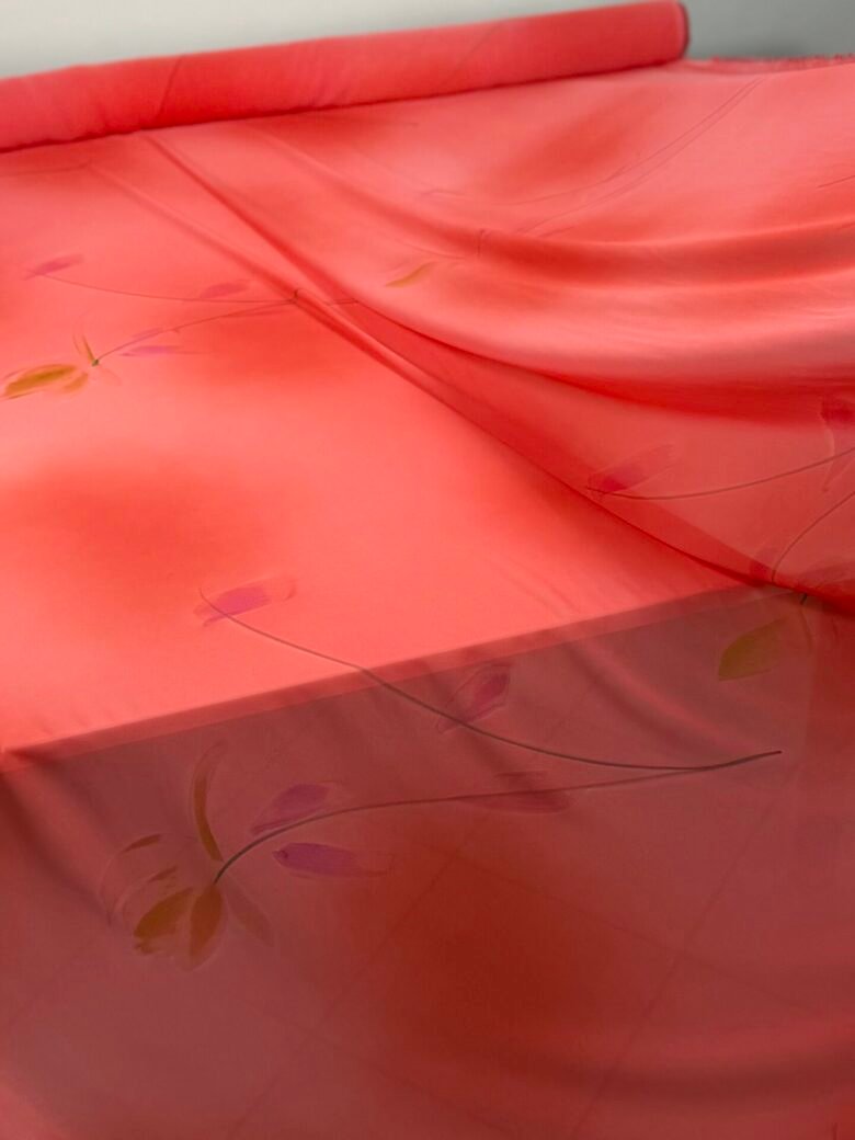 Chiffon with design in coral color