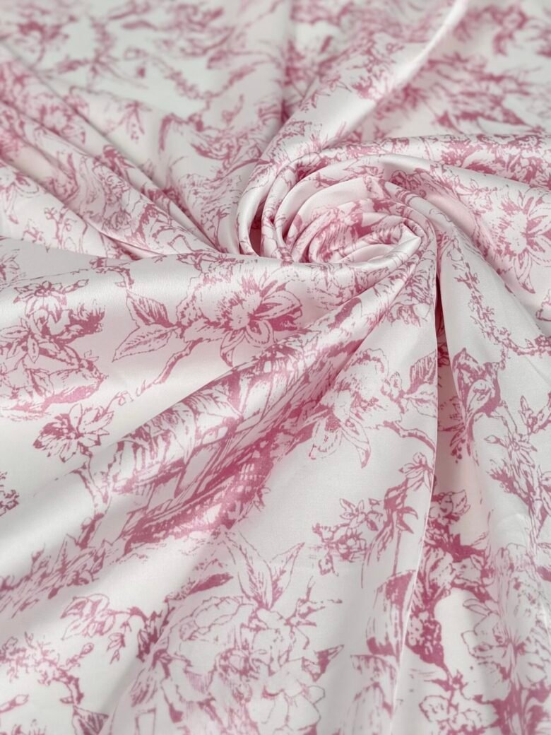 Armani Silk (Satin) "Abstract Pink Flowers"