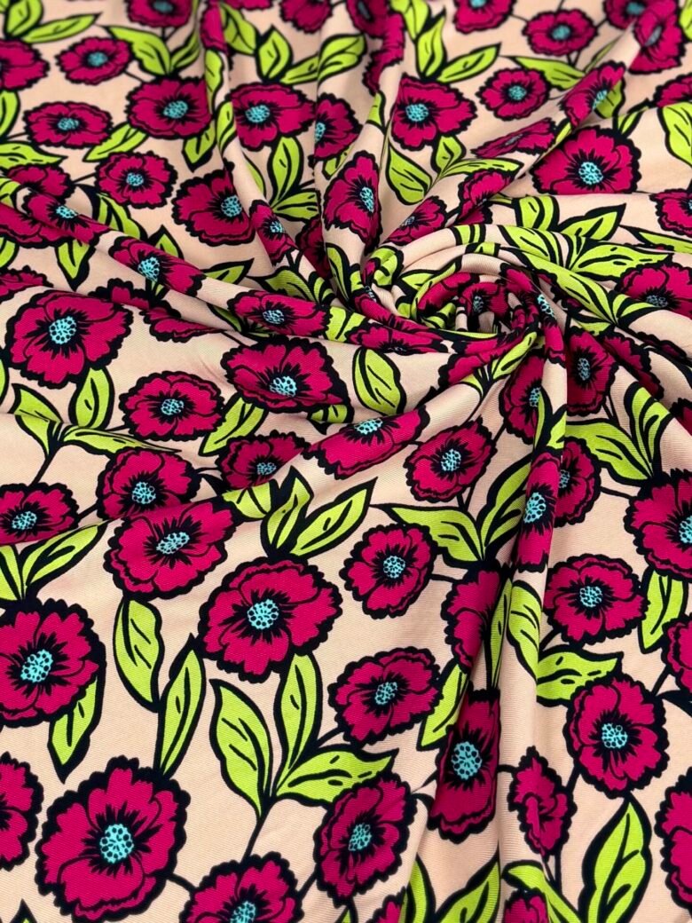 „Twill“ viskozes audums „Flowers Bloom“