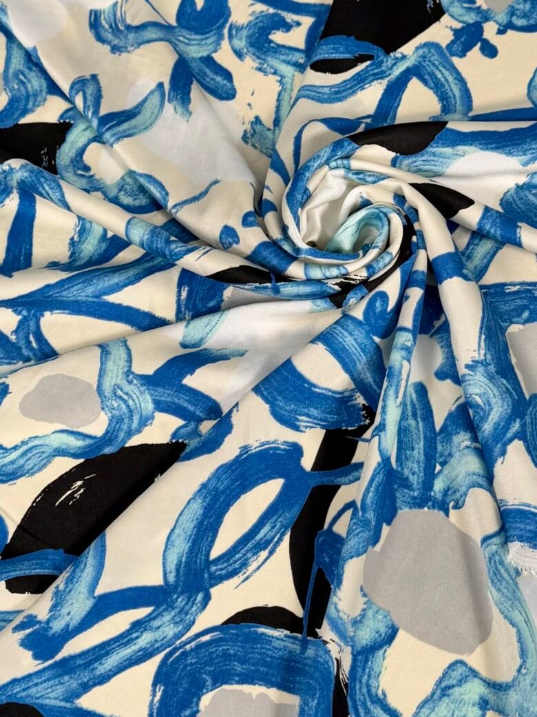 Luksusa satīns ar dizainu „Abstract Blue“