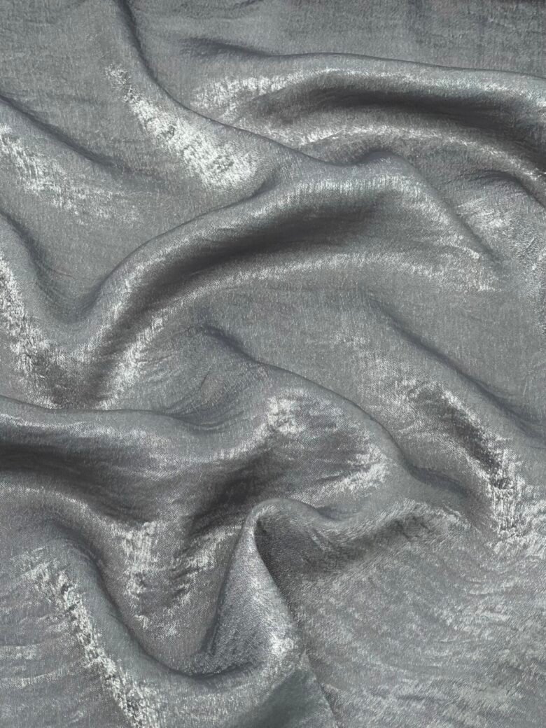 Satin with "Wet Silk" Effect in Grey Color