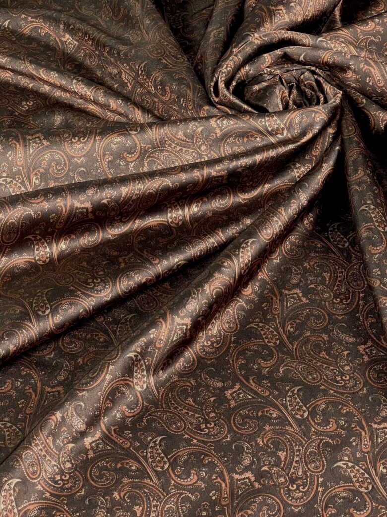 Italian Luxury Lining Fabric with Natural Silk "Paisley Abstraction"
