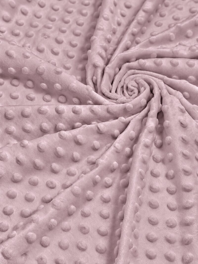 Stretchy Minky Jersey with Textured Dots in Ash Pink Color