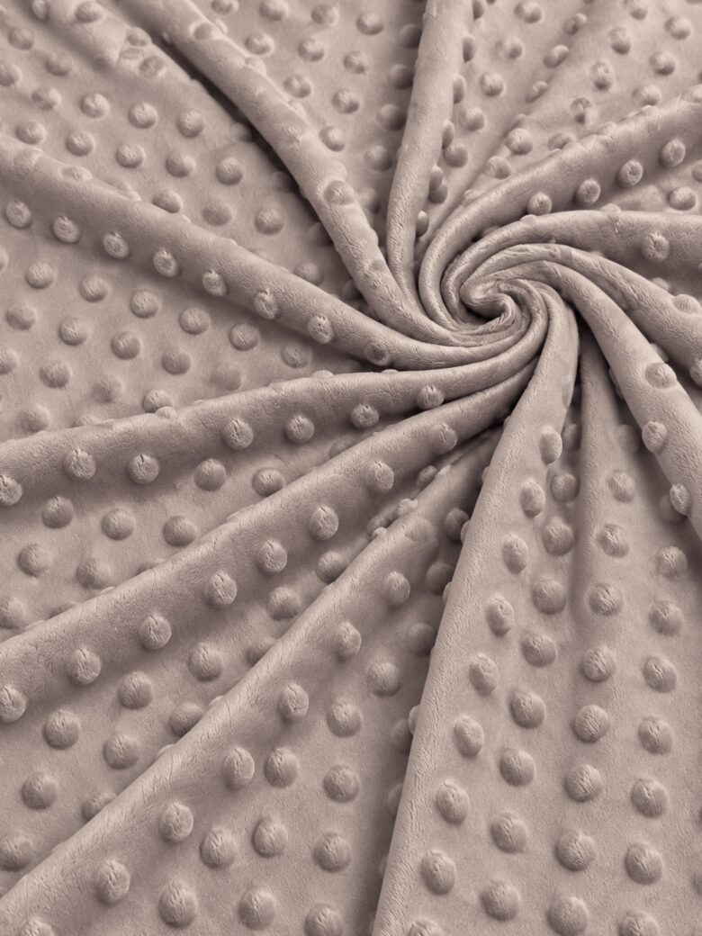 Tamprus Minky trikotažas su faktūriniais taškeliais „Taupe“