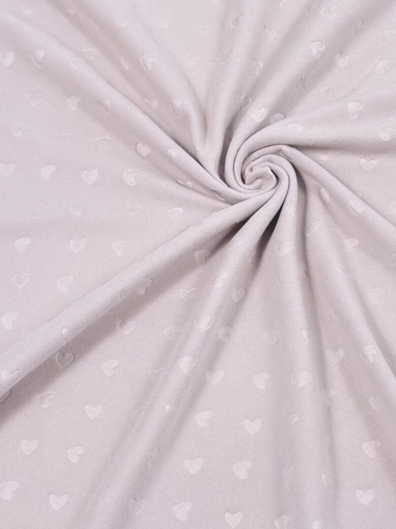 Beidseitiges Fleece (Flyss) „Love Hearts“, helles Aschenrosa
