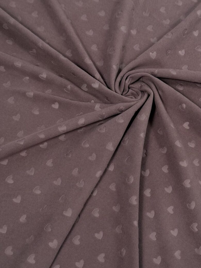 Beidseitiges Fleece (Flyss) „Love Hearts“, aschrosa Farbe