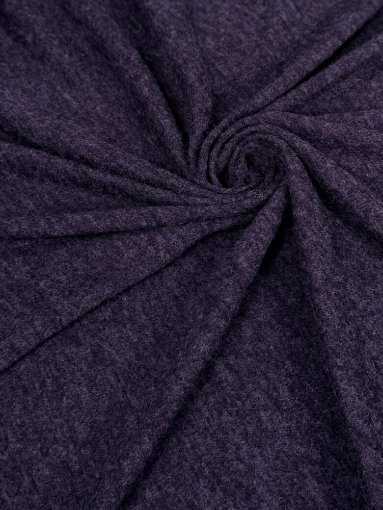 Stretch polyester knitwear with wool blend in purple color