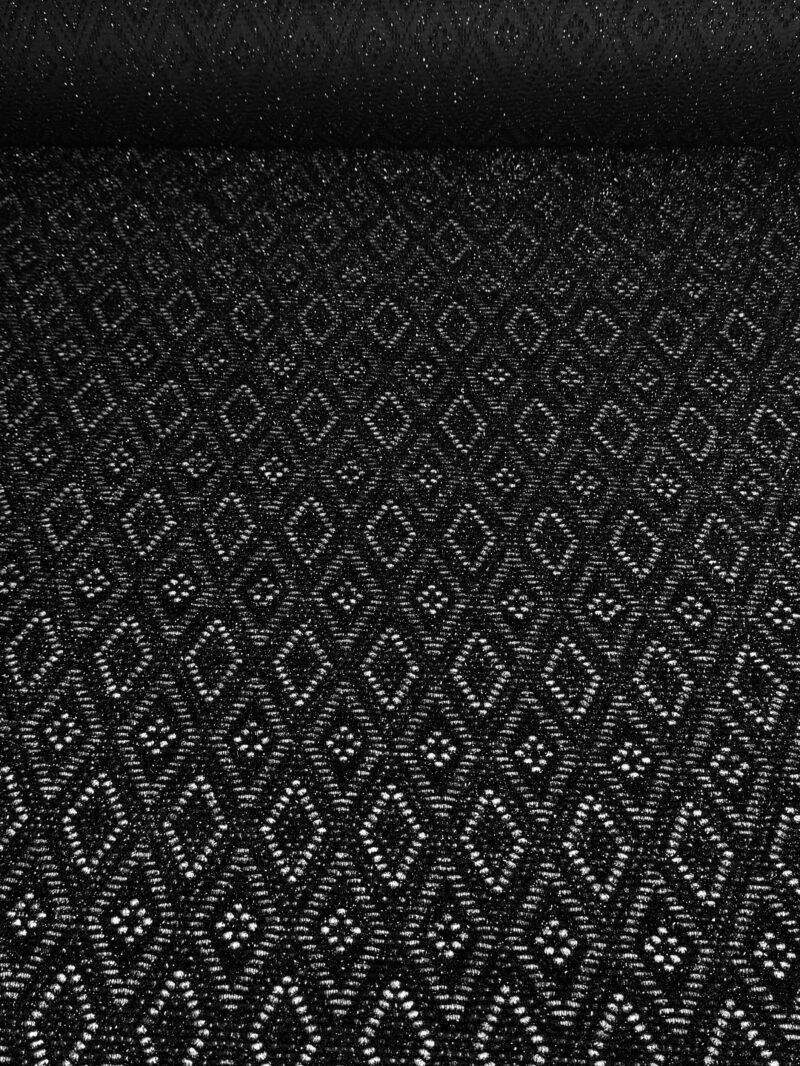 Italienischer elastischer glänzender Jersey „New Year’s Eve“ in Schwarz